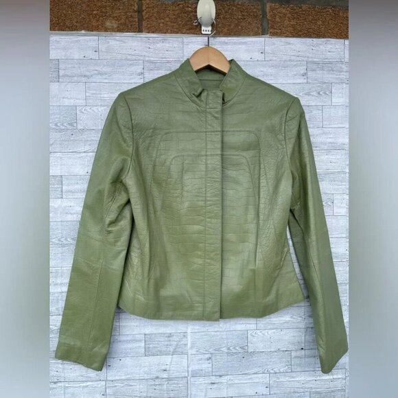 Elements by vakko olive green leather jacket large - Picture 1 of 11